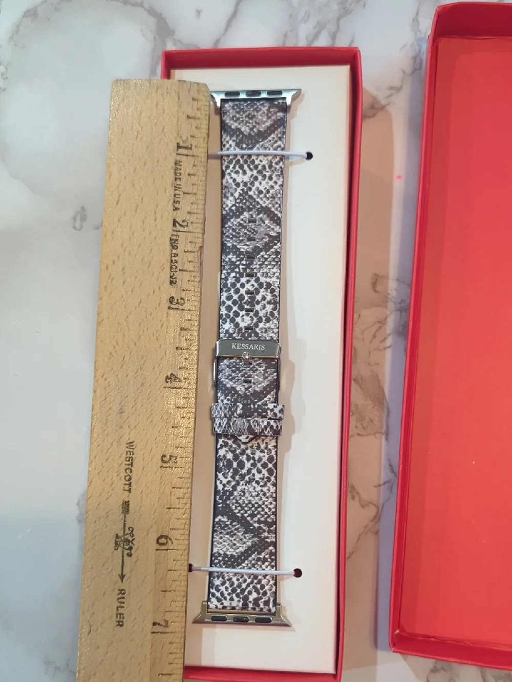 Kessaris Python-Pattern Leather Watch Strap - Black & White